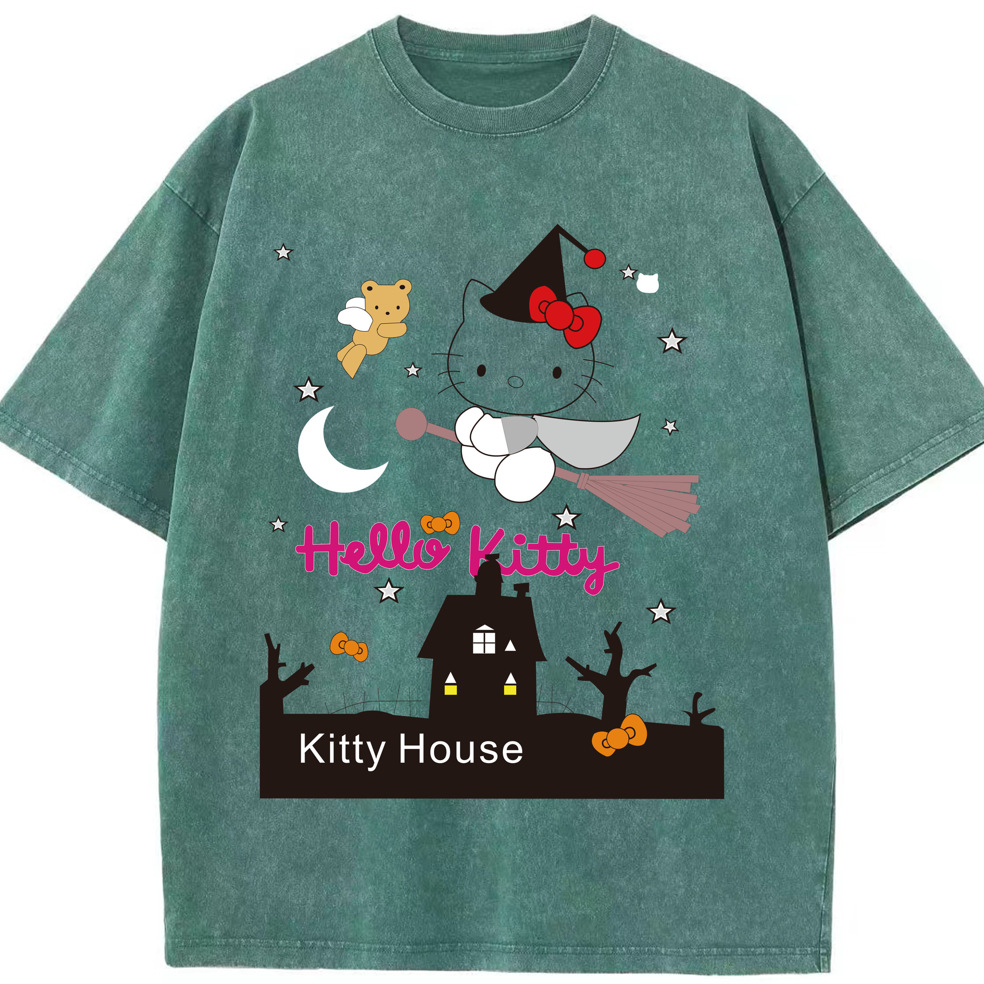 （画像用） Hello Kitty ハローキティ 綿100% ヴィンテージ風 半袖Tシャツ（フロントプリント）